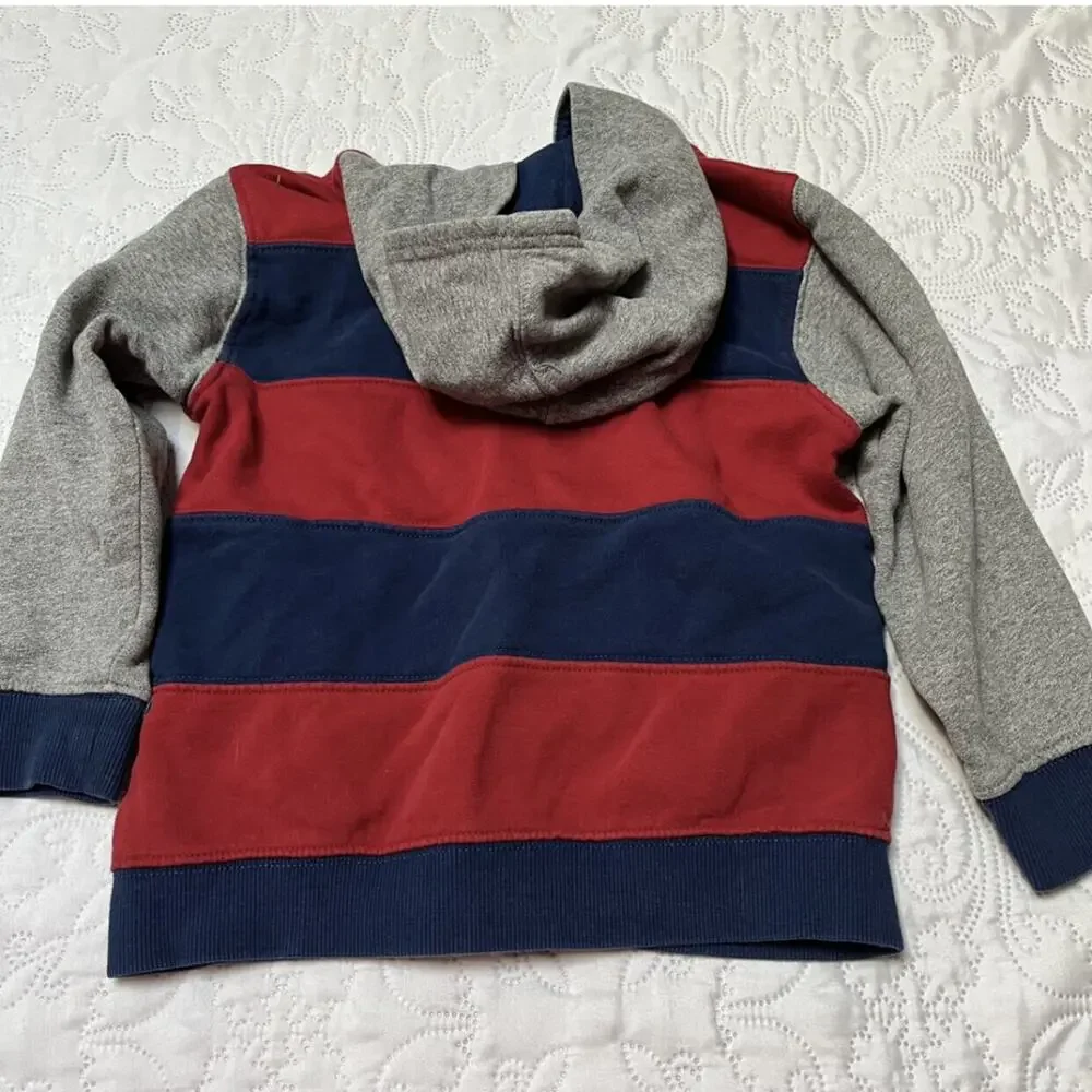 Gymboree London Patch Stripe Fleece Hoodie Size 4/5
